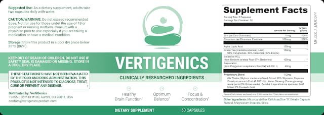 Vertigenics-label